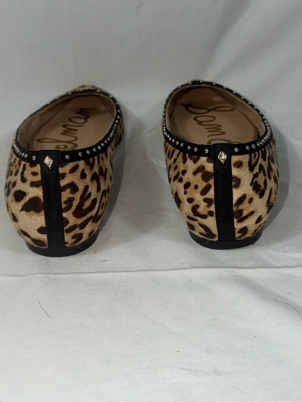 Sam Edelman Rini Leopard Print Calf Hair Pointed Toe Studded Ballet Flats 8M - Picture 4 of 11